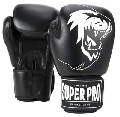 Zdjęcie produktu dla Rękawice bokserskie Super Pro „Warrior”, 6 oz, czarno-białe