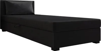 Produktbild von AURA SOFA Boxspringbett ILIA 100x195 Komplett-Set mit Bonell Matratze, Polsterbett mit Bettkästen - Schwarz, MONOLITH 97