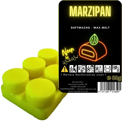 Produktbild von WonderWax Neon Duftriegel 6 x Duftwachs Kreise Wachsmelt Duftwachs Raumduft für Duftlampen Soja Wachs Melts Duftmelt Aroma Wellnes Kerzen Wärmer Wax Tarts Marzipan