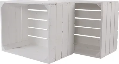 Produktbild von 2er Set neue weiße/weisse Obstkiste 50cm x 40cm x 30cm Holzkisten standard Set Weinkisten Geschenkkiste Geschenk Box Regal klassisch DIY natur