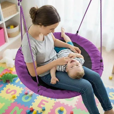 Productafbeelding van Famanu hangstoel voor kinderen en volwassenen, verstelbaar, diameter 90 cm, paars