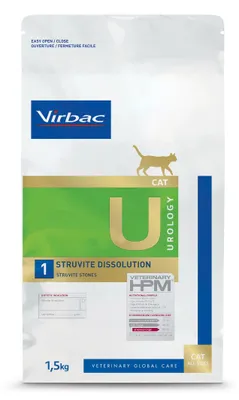 Zdjęcie produktu dla Virbac Cat Urology U1 Struvite Dissolution 1,5kg Sucha Karma Weterynaryjna Dla Kotów Rozpuszczanie Kamieni Struwitowych