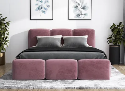 Produktbild von Polsterbett STERN-OM 140x200 cm mit Bettkasten und Lattenrost. Farbe: Rosa.