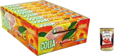 Produktbild von 24x Golia Frutta C, Fruchtbonbons, zuckerfrei Süßigkeiten , 34g + Italian Gourmet polpa 400g