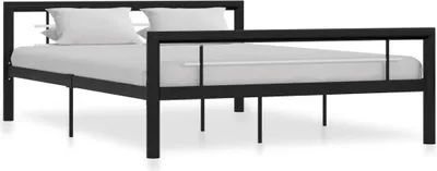 Zdjęcie produktu dla Rama łóżka, czarno-biała, metalowa, 120 x 200 cm