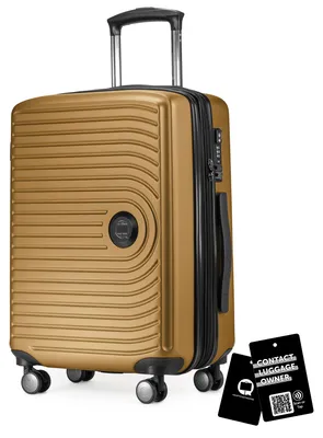 Produktbild von Mitte - Handgepäck-Koffer + digitaler Gepäckanhänger Kofferschild, Kabinentrolley XL-Erweiterung Bordgepäck Hardcase Handkoffer Flugzeug Carry-On 55 L TSA,Herbstgold