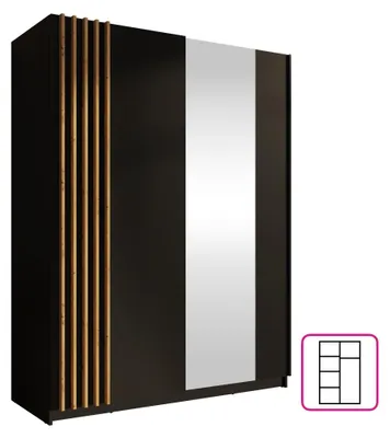 Produktbild von Kondela Kleiderschrank mit Schiebetüren Bajadero Typ 1 2D-150 - schwarz / Eiche Artisan