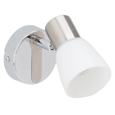 Produktbild von BRILLIANT LED Wandspot Janna | zeitlose Wandleuchte | Metall/Glas | eisen/chrom/weiß | Kopf schwenkbar | 1x E14 max 40 W