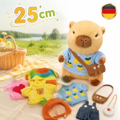 Image de Peluche capybara, adorable, avec vêtements, 25 cm, pour garçons, cadeau