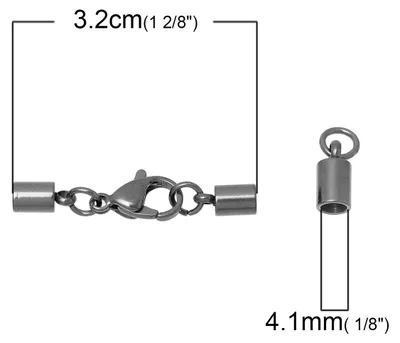 Produktbild von 1 Set Edelstahl Endkappen f. 4mm, m. Karabiner