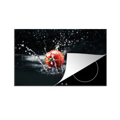 Produktbild von KitchenYeah© Herdabdeckplatte Tomate - Gemüse - Stilleben - Wasser - Rot , 81x52cm, Küche Deko, Glaskeramikkochfeld Herdabdeckung, Abdeckplatte fùr Kochfeld