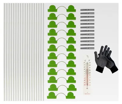 Produktbild von Gartenabdeckung | 18 rostfreie Rahmen | 43 cm Halterung für Abdeckungen mit Thermometer und Handschuhen, zum Schutz von Pflanzen, Hochbeeten, Drahtnetz und Gemüse