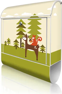Produktbild von banjado Design Briefkasten Stahl weiß mit Zeitungsfach pulverbeschichtet "Heimweg" 38x46x12,5cm & 2 Schlüssel - Postkasten A4 Einwurf inkl. Montagematerial [BKW 11010]