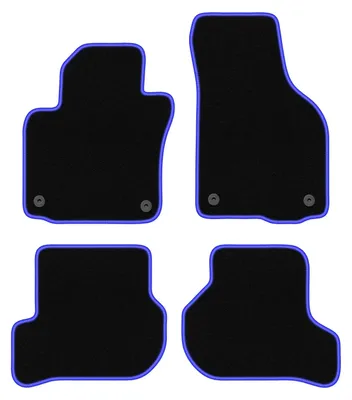 Produktbild von Fußmatten Automatten Velours Schwarz/Blau für Skoda Yeti 2009-2017 Set 4-tlg