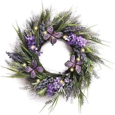 Produktbild von Famanu Blumenkranz Lavendel - 45cm - Kunstblumen - Frühling - Türdekoration