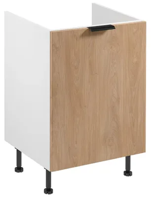 Image de Meuble sous-évier SALERNO - largeur 60 cm, blanc / chêne + poubelles OFFERTES