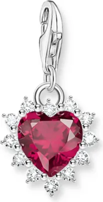 Image de Thomas Sabo Charm Pendentif modèle : 2204-013-10 coeur avec rubis Lab Grown rouge et pierres zirconium blanches - argent sterling 925