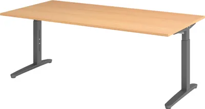 Produktbild von bümö Schreibtisch Serie-XB - Nachbildung: Buche, Gestell: Graphit, Größe:  200 x 100 cm