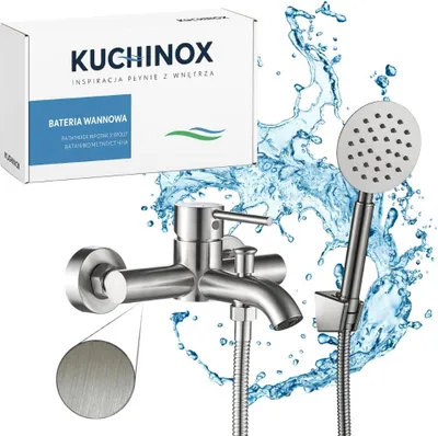 Produktbild von Kuchinox | Noia Wannenbatterie - Gebürstet - Edelstahl - Modernes Design - Wandmontage