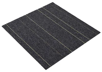 Obrázek produktu pro vidaXL Koberec v dlaždicích, tmavě šedý s pruhy, 50 x 50 cm, 4 ks