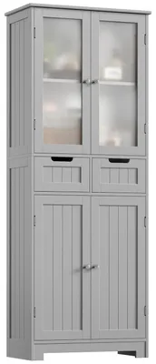 Immagine prodotto di Mobile bagno alto, 4 ante, 2 cassetti, 170x60x30 cm, colore grigio