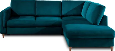 Image de Lisa Design Brooke - canapé d'angle droit - convertible - 5 places - en velours , Bleu canard