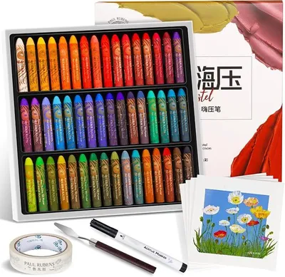 Imagen del producto de Lápices pastel al óleo para artistas, 48 colores. Estos lápices pastel suaves y lisos son fáciles de mezclar. Set profesional de pastel al óleo, ideal para dibujar, y accesorios de arte para niños y adultos