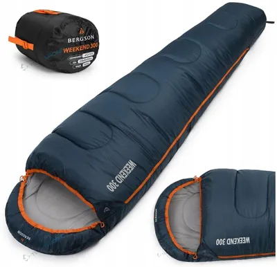 Produktbild von Bergson Weekend 300 Mumien-Schlafsack Komfort +10°C, Extrem bis -4°C Blau