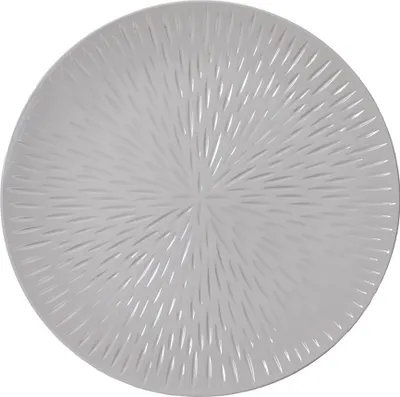 Produktbild von Dekoteller 33cm Kunststoff mit Strahlen Muster - Grau