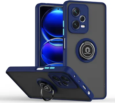 Produktbild von Redmi Note 12 Pro+ Hülle, Ring Halter Ständer Matte Transluzent TPU Rahmen Stoßfest Schutzhülle für Xiaomi Redmi Note 12 Pro+ Blau