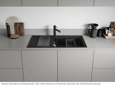 Produktbild von BLANCO ADIRA XL 6 S Einbauspüle SILGRANIT schwarz ab 60 cm mit Ablauffernbedienung, mit Zubehör - inkl.