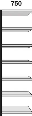 Produktbild von Regalfeld Stora 100 HxBxT 260x75x60cm 7 Böden ohne Rückwand silber/lichtgrau