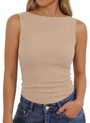 Imagen del producto de Camiseta sin mangas para mujer - Boothals - Corte ajustado - Color melocotón