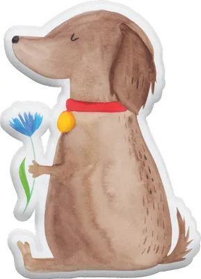 Produktbild von Mr. & Mrs. Panda Kissen Kuscheltier Hund Blume 55 cm - Weiß - Geschenk, Dekokissen, Süß, Niedlich, Sprüche, Plüschtier, Zierkissen, kuschelkissen tierform, Stofftier