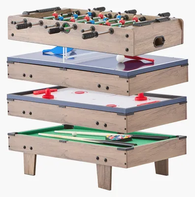 Produktbild von VEVOR 4-in-1 Kombi-Spieltisch-Set, 48" Air-Hockey-Tisch, Multi-Kombinationstisch mit Air-Hockey, Billard, Tischfußball, Tischtennis, Schiebern & Pucks, Sport-Arkade-Tisch für das Familien-Spielzimmer Büro, 82cm