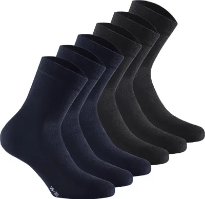 Produktbild von Rohner Basic Uni Socken, 6er Pack - Soft Touch, Kurzsocken, Viskose-Mix Schwarz/Blau 39-42