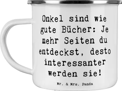 Produktbild von Mr. & Mrs. Panda Reisebecher Spruch Onkel Bücher - Weiß - Geschenk, Kaffeepott, Persönlichkeit, Lächeln, Geburtstage, Pott, Ersatzvater, Patenonkel, Familienangehöriger