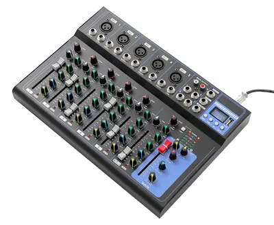 Produktbild von Audiomixer - 7-Kanal professionelles digitales Mischpult - Bluetooth - USB - 48-V-Phantomspeisung - DJ, Karaoke und Live-Aufnahme - EU-Stecker