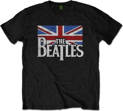 Produktbild von The Beatles Drop T Logo & Vintage Flag Black 2XL T-Shirt