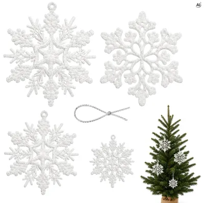 Weiße Schneeflocken Christbaumanhänger 36-teilig – Weihnachtsbaumschmuck & Weihnachtsdeko