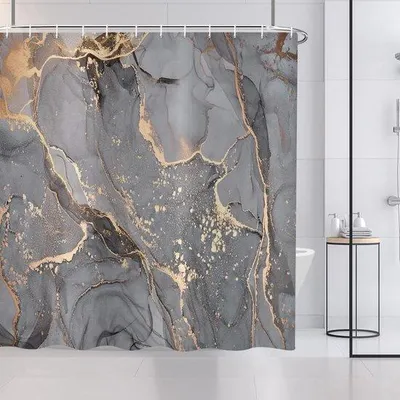 Produktbild von Graues Duschvorhang Polyester 180x200cm wasserdicht