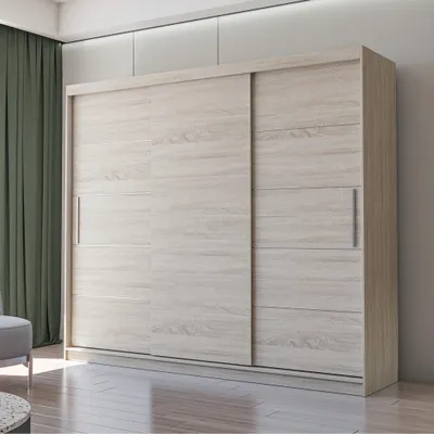 Produktbild von Schwebetürenschrank Alba 250 cm Sonoma/Sonoma, ohne Spiegel und LED.