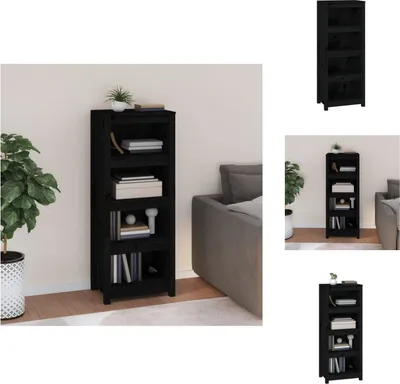 Produktbild von vidaXL Bücherregal Schwarz 50x35x125,5 cm Massivholz Kiefer -  Bücherregale & Bücherschränke