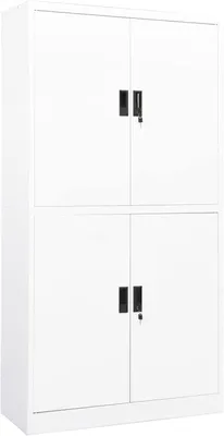 Produktbild von Büroschrank, Aktenschrank, Werkzeugschrank, Metallschrank, Stahlschrank, Kellerschrank, Universalschrank, Lagerschrank, Weiß 90x40x180 cm Stahl