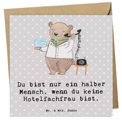 Produktbild von Mr. & Mrs. Panda Grußkarte Hotelfachfrau Herz - Grau Pastell - Geschenk, faltkarte, Spruch, Witzig, anlasskarte, Ausbildung, Glückwunschkarte, Lustig, doppelkarte