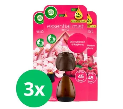Produktbild von Air Wick Nachfüllpackung für Aroma Diffuser Gerät - Kirschblüten- und Himbeerduft 3x20ml