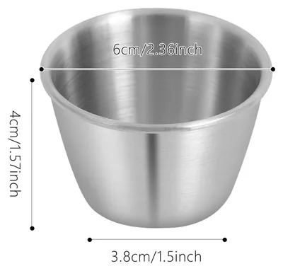 Image de Coupelles à sauce en acier inoxydable - Lot de 500 coupelles à trempette - Coupelles individuelles de 70 ml pour sauces - Empilables - Réutilisables - Argent