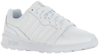 A white K-Swiss sneaker is shown from a side angle against a white background.