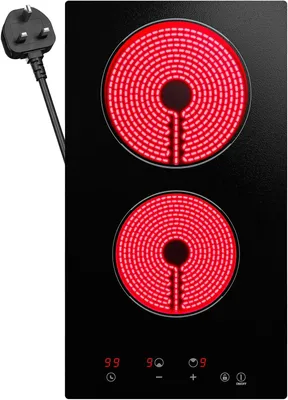 Zdjęcie produktu dla BCH292T Elektryczna płyta grzewcza ceramiczna do zabudowy, 30 cm, 2 strefy gotowania, 2900 W, sterowanie dotykowe z 9 poziomami mocy, timer do 99 minut i zabezpieczenie przed dziećmi
