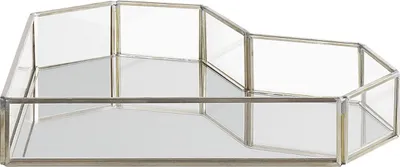 Produktbild von BELIANI Dekotablett Transparent Glas Herzform Spiegeleffekt Edelstahl Silber Antik Optik Modern Glamour Accessoires Dekoration Tischdeko